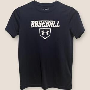Under Armour Boys Medium Loose Baseball Short Sleeve T-Shirt Black Lightweight